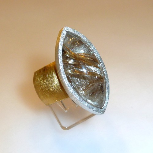 Ring 925 Silber, Feingold, Rutil 16,29ct
