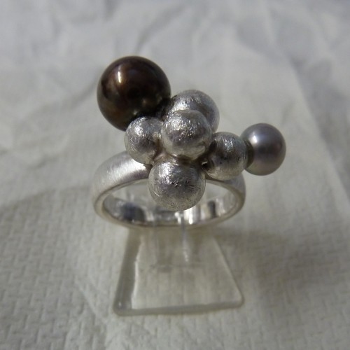 Ring 925 Silber SW-Perlen
